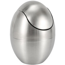 Poubelle en Acier Inoxydable en Forme D'Ĺ’uf avec Couvercle Basculant, Poubelle de Bureau ÉlĂ©gante et Durable pour Table de Chevet ou Table Ă