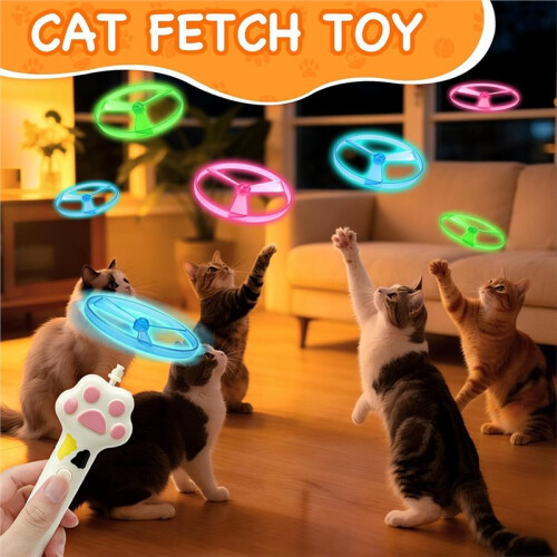 Lanceur de Disques Interactif pour Chats, Comprend 6 Disques Souples et Flexibles pour Chats D'Intérieur 1