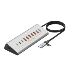 Hub USB 3.2 de 10 Gbps com 10 Portas USB-C, Divisor USB-A 10 em 1 para PC e Laptop