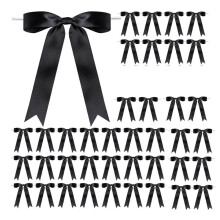 Lot de 50 Nœuds Noirs en Ruban de Satin (12,7 X 17,8 cm) pour Décorer Bouteilles de Champagne, Ballons et Autres Objets.