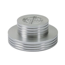 Vinyl Clamp LP Disc Stabilizer 50Hz Record Weight Stabilizer with Turntable Level and Strobe Scale for Phonograp Silver