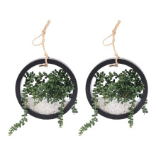 Lot de 2 Plantes Succulentes Artificielles Suspendues Noires, Faux Collier de Perles en Pot, Décoration Murale pour Salon et Intérieur