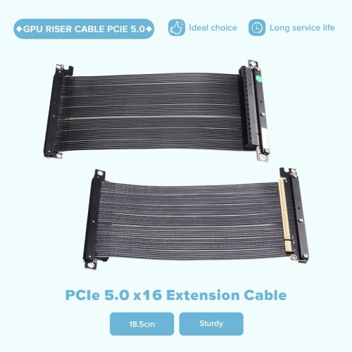 PCIE 5.0 X16  Card Extension Cable GPU 512G for Chassis Server  RTX50  RX90 18.5CM 2