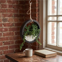 2pcs BlackArtificial Hanging Succulent Plants Fake String of Pearls in Pot Wall Decor for Living Room Home Indoor