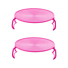 Halloween-Sonderangebot! 2er-Pack Mikrowellen-Klapptablett, 2-stöckiger Stapelständer mit klappbaren Griffen für Schüsseln und Tassen – Pink