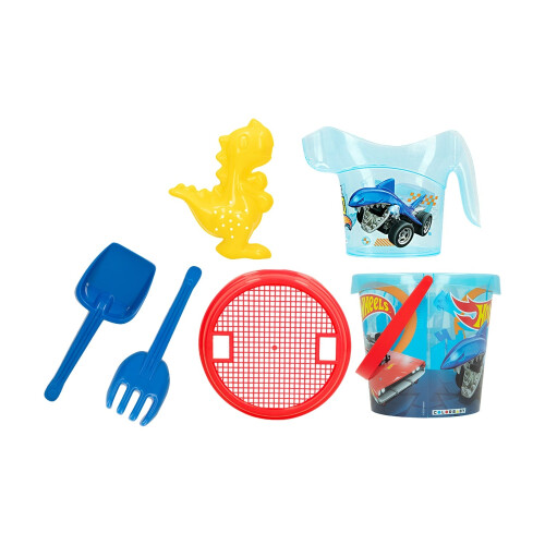 Hot Wheels strandlekersett, 18 cm bøtte, 6 deler