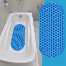 FFENYAN Badematte, rutschfeste Matte, lange Ellipse, PVC-Badematte, Blasenmassage-Fußmatte, Saugnapf-Bodenmatte
