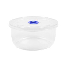 Jubipavy Scatola rotonda in plastica trasparente, contenitore per bento box, adatta al frigorifero, al forno a microonde e dotata di foro di scarico.