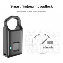 Inteligentní visací zámek s otiskem prstu, bezklíčový, proti krádeži, bezpečnostní zámek dveří, dobíjecí USB, až 10 otisků prstů