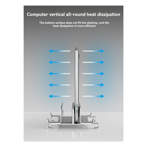Laptop Stand Holder Adjustable Vertical Desktop Notebook Dock Space-Saving 3 in 1 Computer Stand Black 1