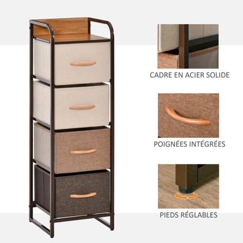 Commode de rangement compacte 31 x 29 x 99 cm gain de place anti basculement 2