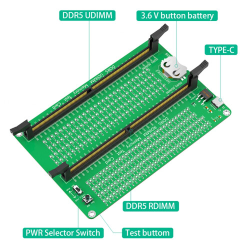 DDR5 RDIMM/UDIMM Memory Tester , Desktop Computer DDR5 Memory Test Card with LED Indicators for Desktop Computer 2