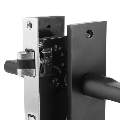Raumaluminium Türschloss Griff Set Schwarz 1