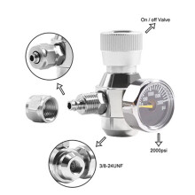 2X Aquarium CO2-Regler 2000 Psi Manometer für 6-Mm-Saugrohr 3/8-24UNF