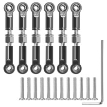 6 Stuks Verstelbare Metalen Koppeling Trekstang Voor/Achter Servo Link voor A949 A959 A969 A979 K929 RC Auto Upgrade Reserveonderdeel, Grijs
