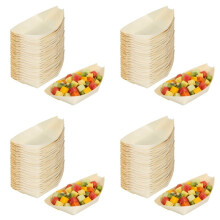 200X Bouchées - Bols, Bois Biodégradable "Bateau" 11 cm x 6,5 cm