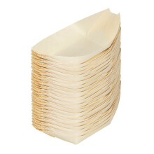 250X Bouchées - Bols, Bois Biodégradable "Bateau" 11 cm x 6,5 cm