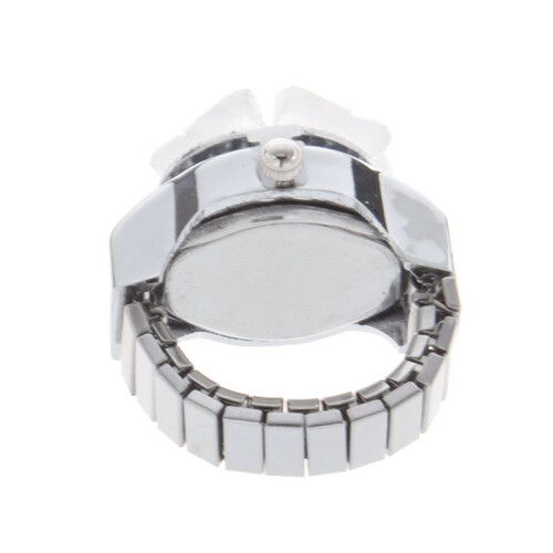 2X White  Round Dial Finger Ring Quartz Watch for Lady 2