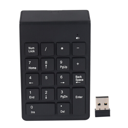 Numeric Keypad,18 Keys Wireless USB Number Pad Keyboard With 2.4G  USB Numeric Receiver for Laptop Desktop PC Notebook - Black