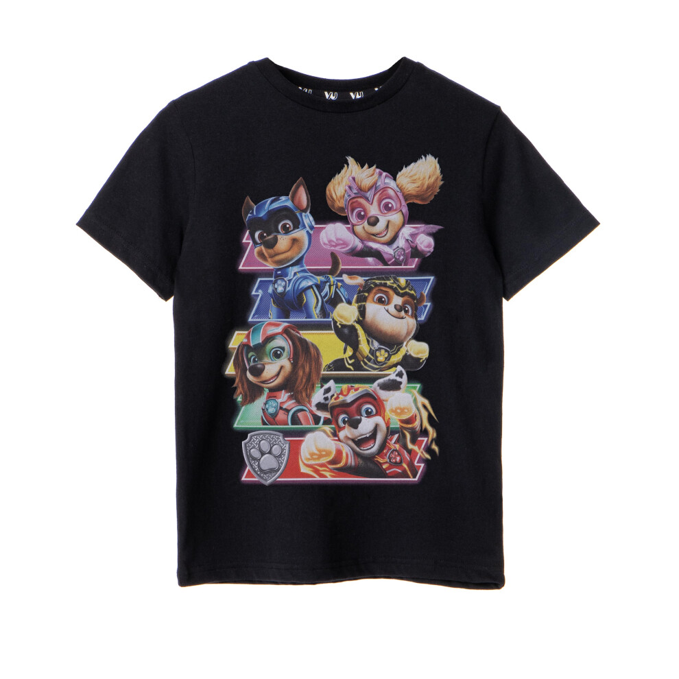 Paw Patrol (7-8 Years) Short Sleeved T-Shirt (Unisex Kids Black)
