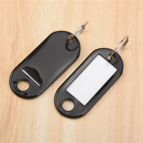 160 Pcs Key ID Label Tags Split Ring Keyring Keychain Black 1