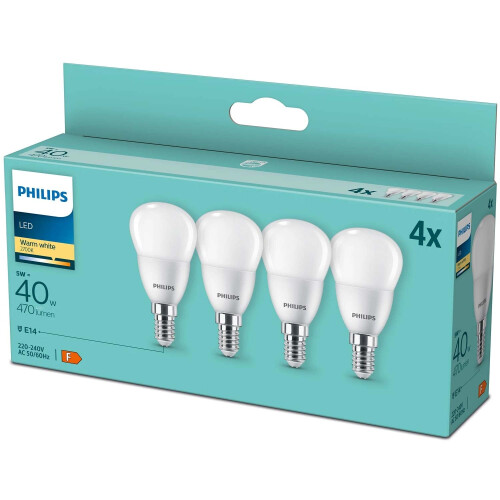 4-pak LED E14 Globe P45 5W (40W) Frost 470lm 1