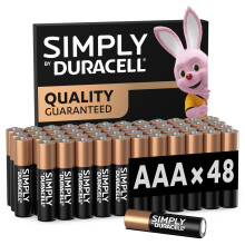 DURACELL Simply AAA Batteries (48 Pack) - Alkaline Triple A Battery 1.5V - Quality Guaranteed - Everyday Device - Plastic-Free Packaging