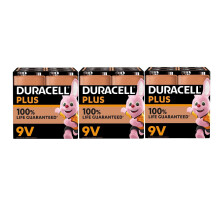 12 x Duracell 9V Plus (3 Blister Packs of 4 Batteries) 12 Batteries (6LR61/MN1604)
