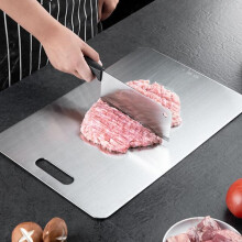Planche à découper en titane et acier inoxydable 304, qualité alimentaire, compatible lave-vaisselle, à suspendre, 46 x 30 cm, pour viande,