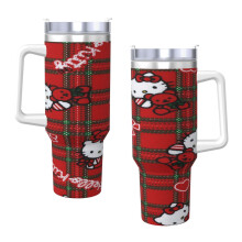 Hello KittyVákuovo izolovaný pohár z nehrdzavejúcej ocele s viečkom a slamkou, objem 40 oz (2,0 litra) na vodu, ľadový čaj, kávu alebo