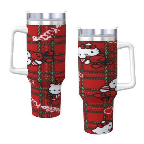 Hello Kitty 40oz H2.0 Ανοξείδωτο ποτήρι με μόνωση κενού αέρος με καπάκι και καλαμάκι για