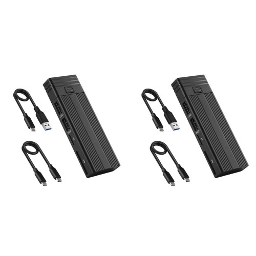 2x2-in-1 Type-C naar M.2NGFF NVMe naar USB 3.0 3.2 10G SSD-behuizing Solid State Drive Box + HUB