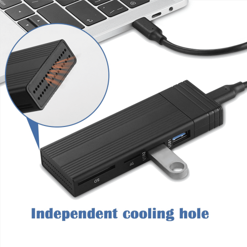 Box per SSD 2x2 in 1 da Type C a M.2NGFF NVME a USB 3.0 3.2 10G con hub. 1