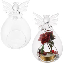 2er-Set Engel-Kerzenhalter aus Glas, passend für Teelichter, für Weihnachtsbaum, Zuhause, Gartendekoration und als DIY-Geschenk