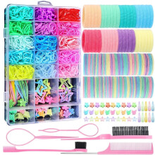 Livhil24Colors Gomas para el cabello con cola Herramientas para el cabello y pinzas para el cabello, 1695 piezas Gomas elásticas pequeñas para el