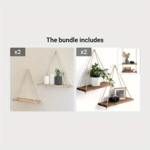 Étagère flottante élégante en bois avec corde en chanvre ajustable | Idéale pour les plantes, les fleurs et la décoration | Installation facile