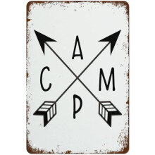 Lustiges Vintage-Metallschild, passend zu Camping- und Boho-Camper-Dekoration, rustikale Wanddekoration mit Pfeilen für Zuhause, Küche, Bar, Café,