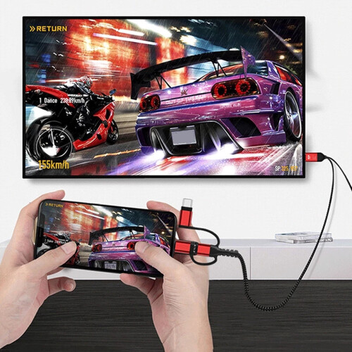 Duixinghas2m Micro-USB-auf-Typ-C-auf-HDMI-Kabel, rot und grau 2