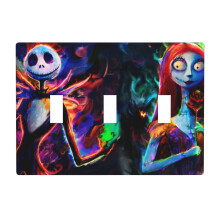 The Nightmare Before Christmas Jack & Sally Skull 2-gangers lysbryterdeksel, kompatibel med 4,50" x 6,38" veggplate, dekorativ elektrisk