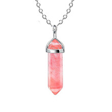 Rosenquarz-Halskette für Damen, Schmuck mit sechseckigem Edelsteinanhänger, der die natürliche Energie fördert und spirituell wirkt