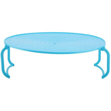 Opvouwbaar multifunctioneel dienbladrek, stoommandje en houder voor airfryer, snelkookpan en magnetron (blauw)