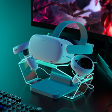 För Oculus Quest2 laddningsdocka, VR-glasögon och handkontroll magnetisk USB-C snabbladdningsstation, 7-färgad andningslampa och 2 laddningsbara