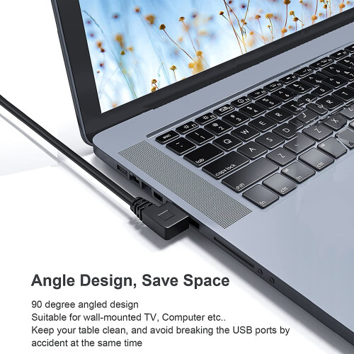 Cabo de extensão de dados SuperSpeed USB 3.0 macho para fêmea com ângulo esquerdo e direito (2 unidades, 20 cm, 8 polegadas) 1