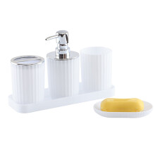 Ensemble d'accessoires de salle de bain Tahtuvzn en liquidation : 5 pièces (distributeur de savon, brosse à dents, gobelet et porte-savon), cadeau