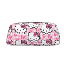 Piórnik Hello Kitty Leather Zipper3D o dużej pojemności, wielofunkcyjna skórzana torba do przechowywania