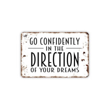 Letrero metálico inspirador "Ve con confianza" de 8x12" - Decoración de pared estilo rústico, regalo de agradecimiento para maestros