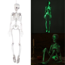 Halloween-Skelett (89 cm), im Dunkeln leuchtend, Ganzkörpermodell mit beweglichen Schädelknochen, bewegliches menschliches Skelett,