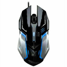 Gamingmuis met LED-verlichting en vuurademhalingseffect, 4 knoppen, stil, USB-aansluiting, 1600 dpi, voor laptop en pc.