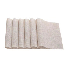 Begine plassmatter, 6 stk. vaskbare vinylmatter, sett med PVC-vevde plassmatter til spisebord, salg