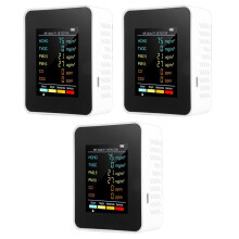 3X 6 w 1 PM2.5 PM10 HCHO TVOC CO CO2 Detektor Jakości Powietrza CO CO2 Monitor Formaldehydu Home Office Tester Jakości Powietrza, Biały